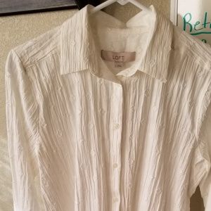 Loft White Button Down Blouse NWT